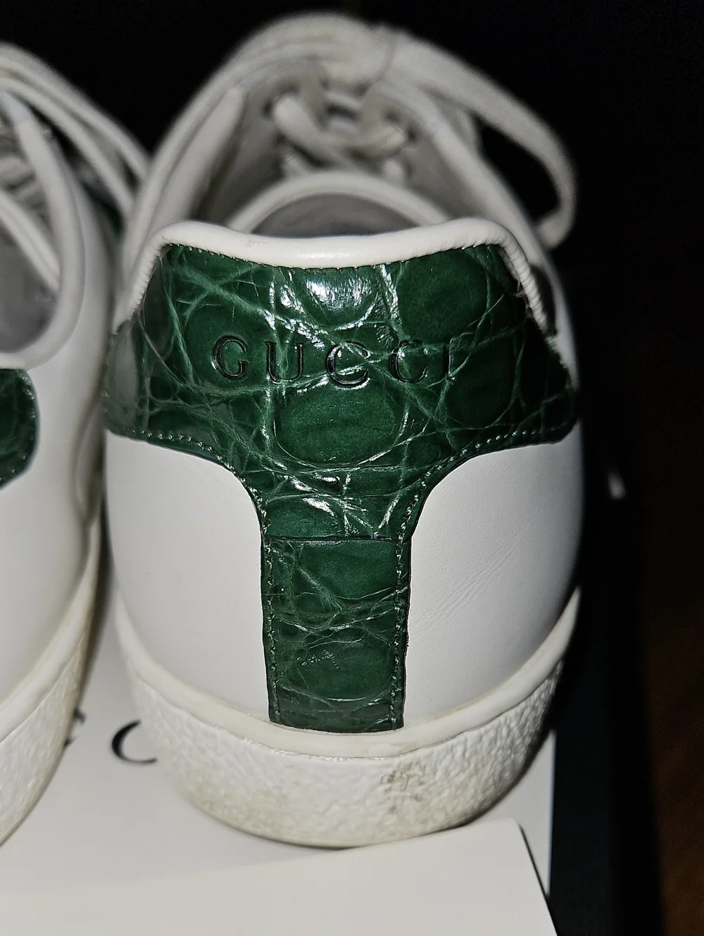 Gucci Ace White Leather Sneakers with Green & Red Web Stripe
